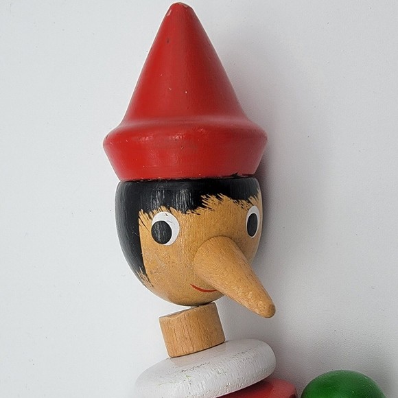 Vintage PINOCCHIO 13.5" Wooden String Joint Doll Toy Maestro Geppetto Antique - Picture 8 of 11